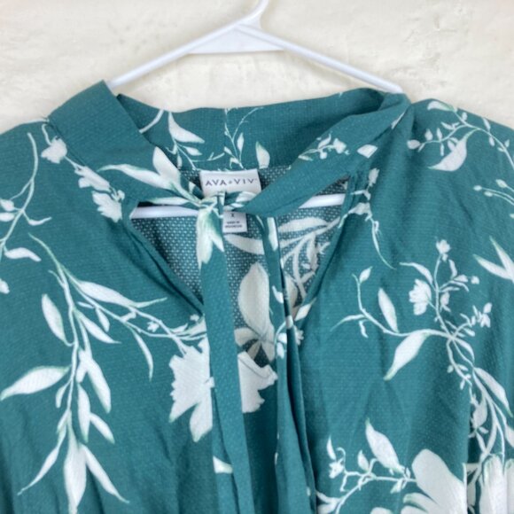 Ava & Viv Womens Sz X 14 / 16 Green White Floral Maxi Dress Pockets Boho Festiva - Picture 4 of 11